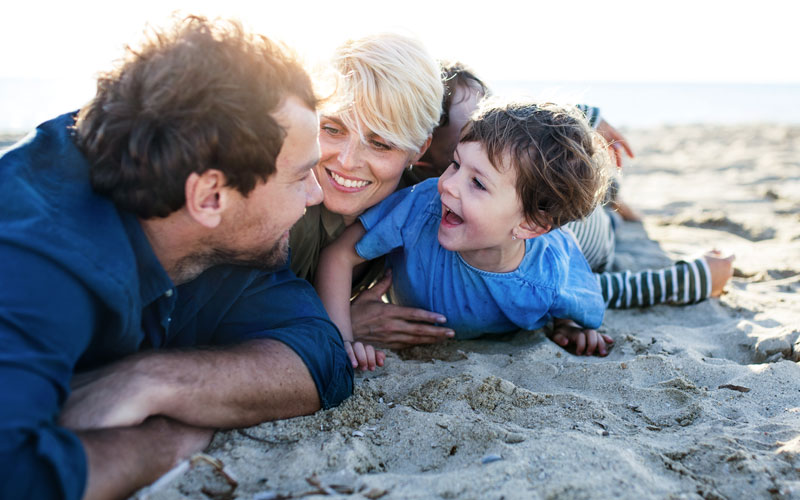 Family at beach
